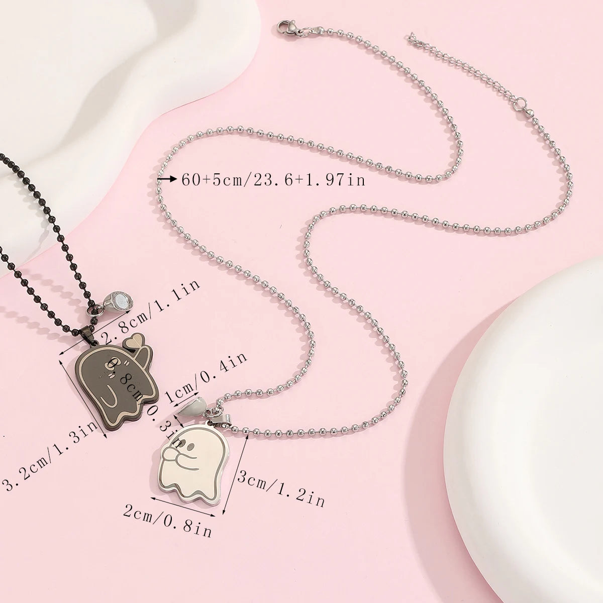 love ghost couple necklace
