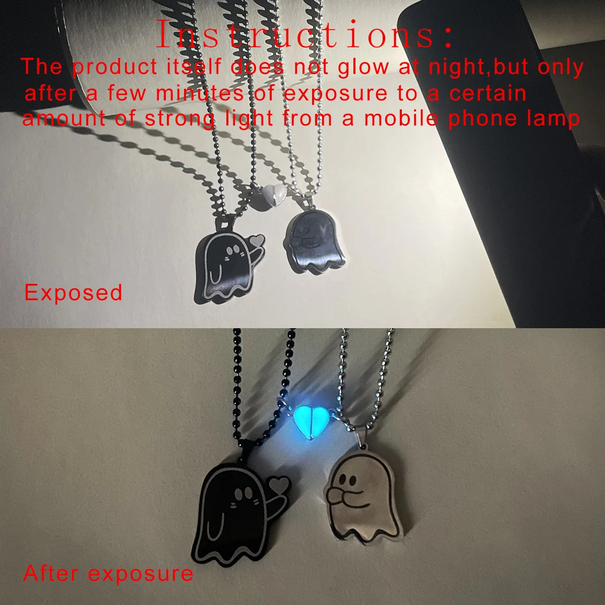 love ghost couple necklace