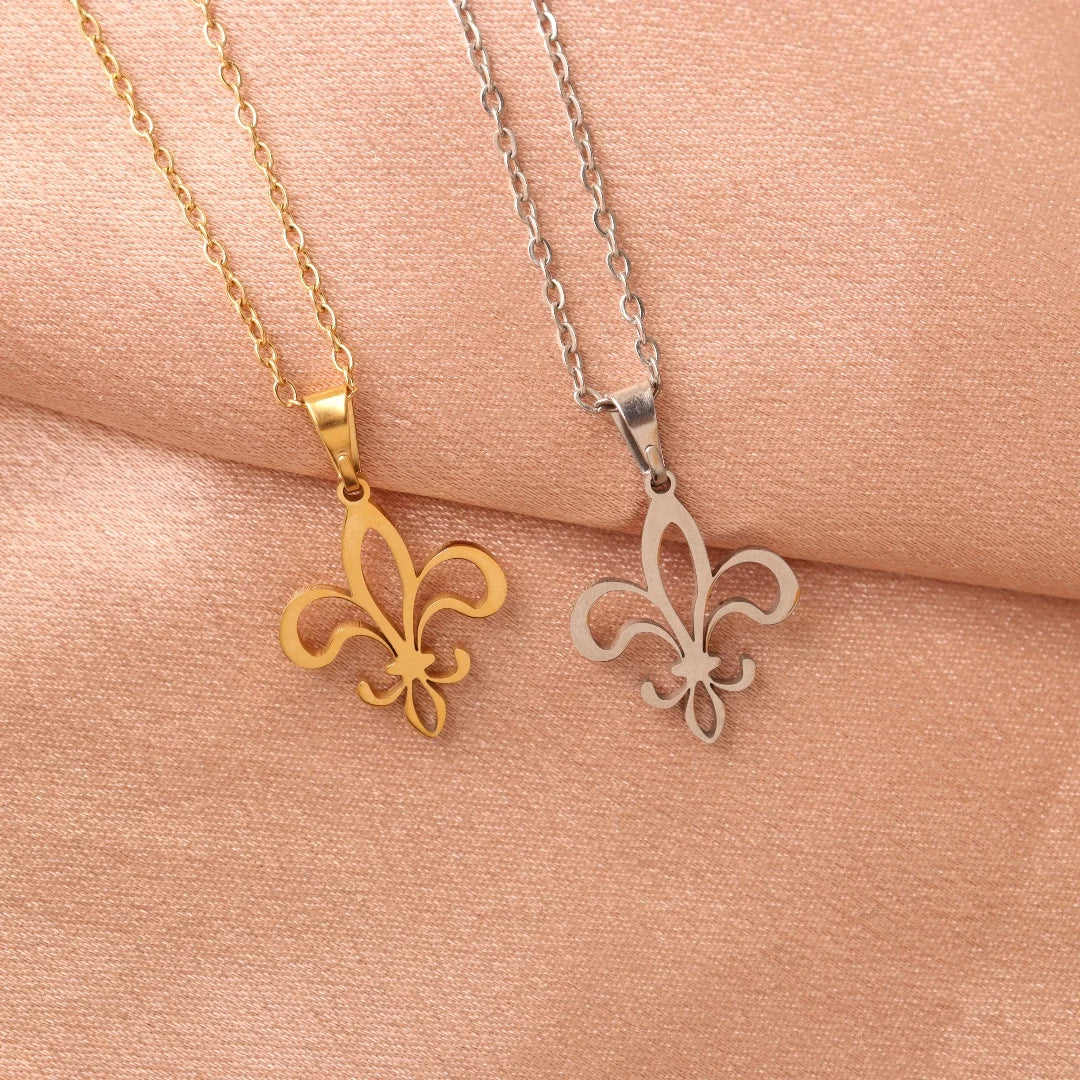 Stainless steel Fleur de lis necklace pendant